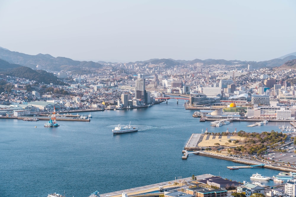 a large body of water surrounded by a city