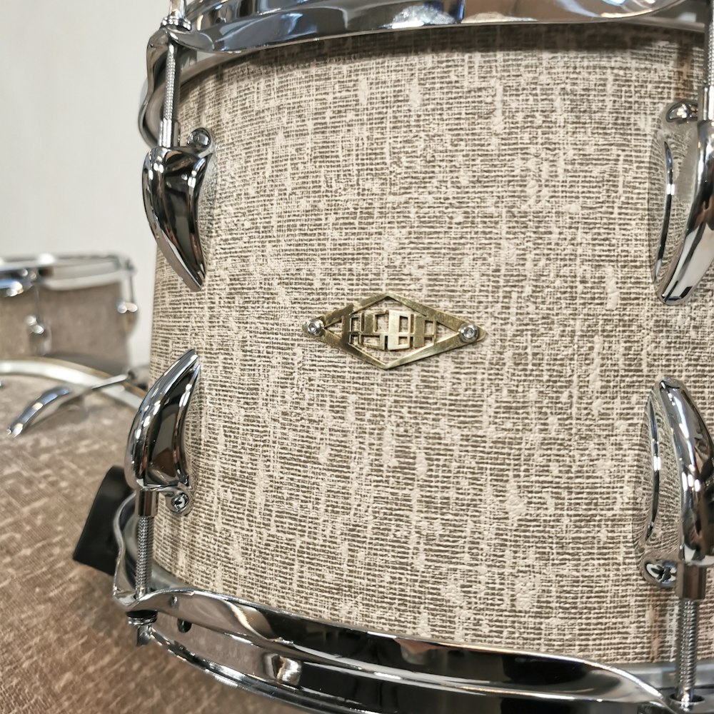 a close up of a drum on a table