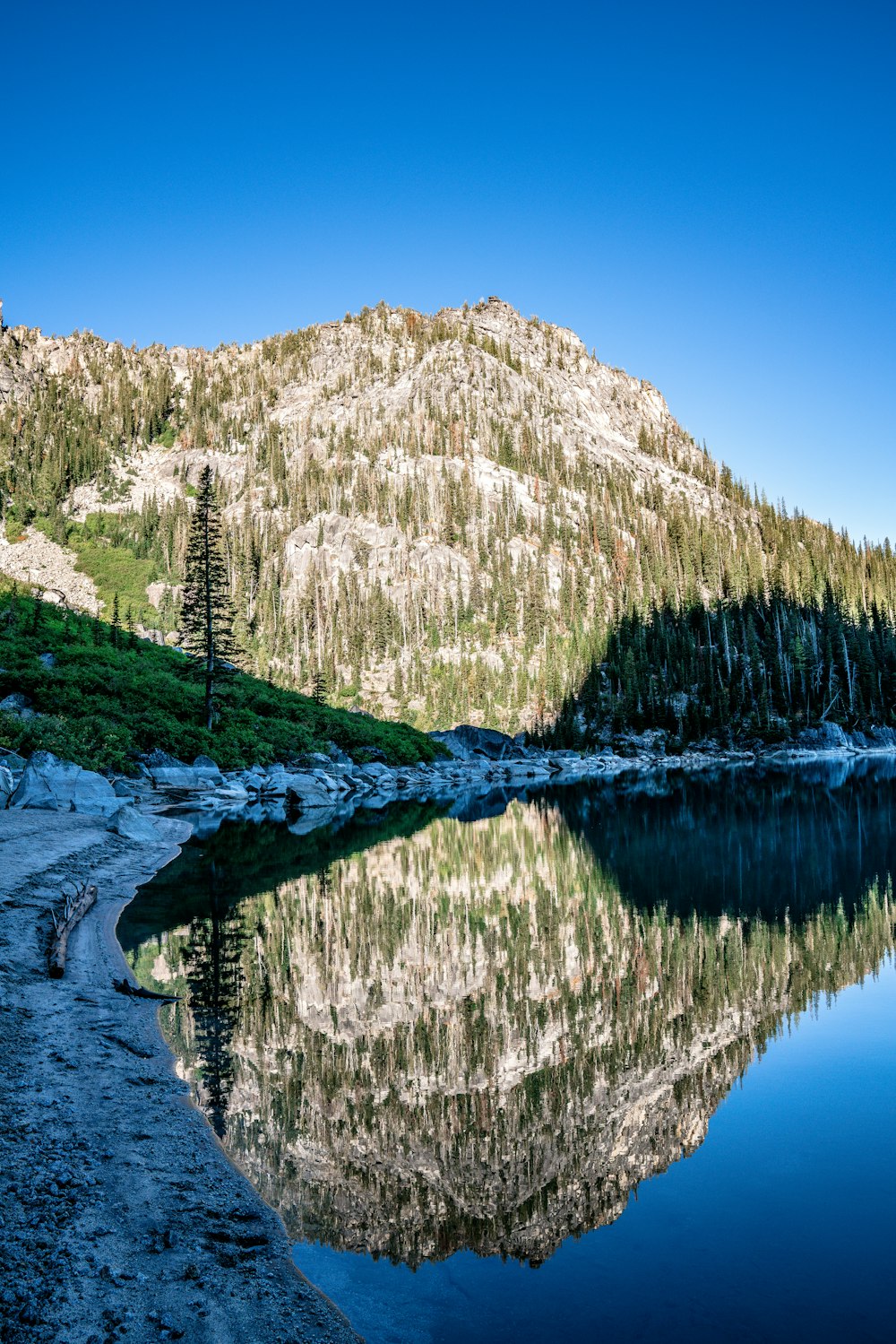 a mountain lake surrounded by a forest