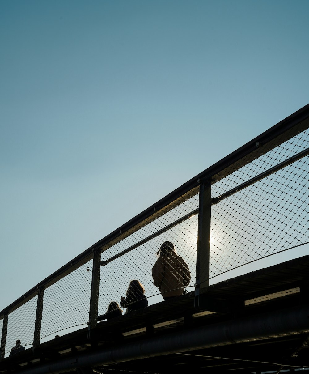 a person standing on a bridge with a skateboard