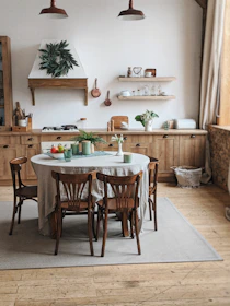 Cozy kitchen with wooden table