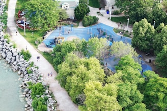 A scenic shot of a newly renovated playground funded by the Hawkins Family Foundation.