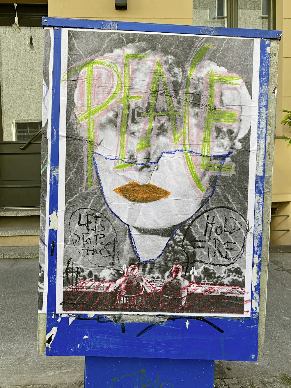 un cartello con l'immagine del volto di una donna su di esso