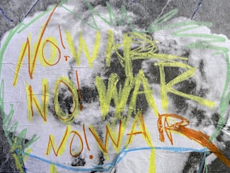 graffiti on the side of a building with words written on it