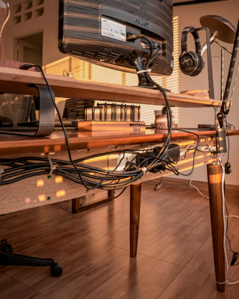 Technician setting up a high-speed broadband connection inside a cozy home office.