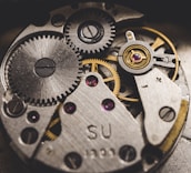 a close up view of a watch movement
