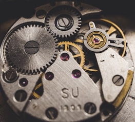 a close up view of a watch movement