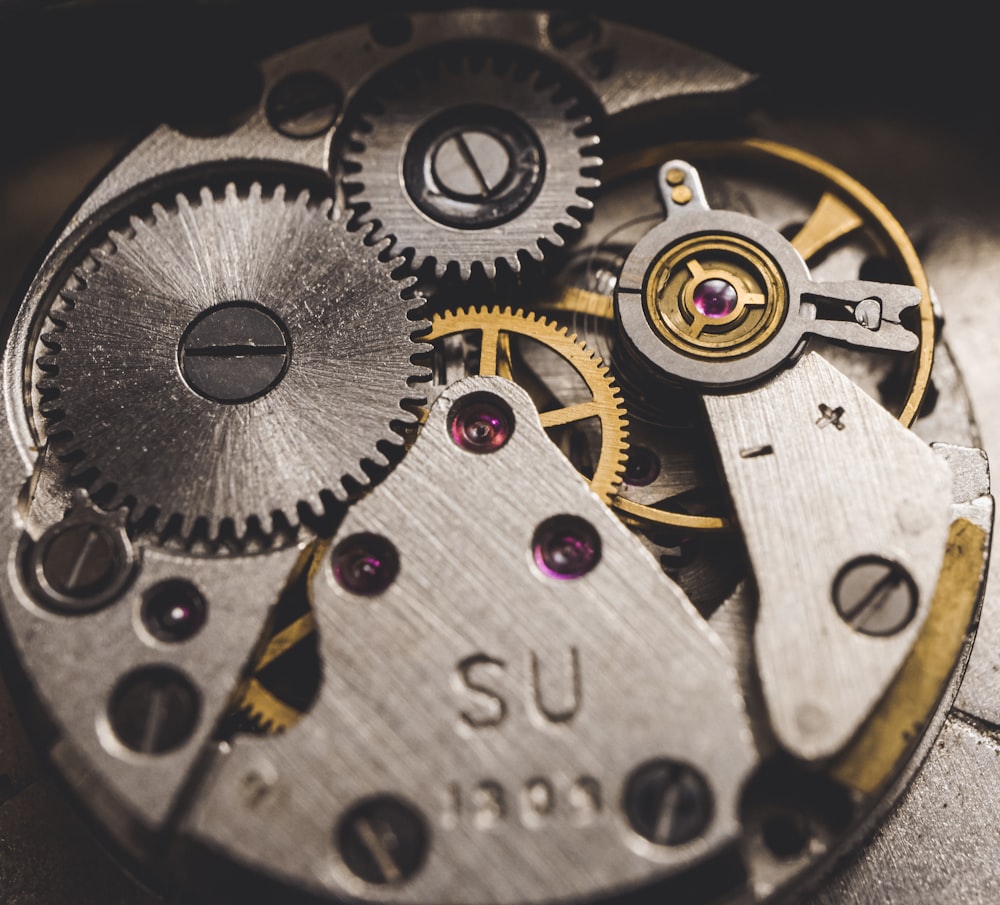 a close up view of a watch movement