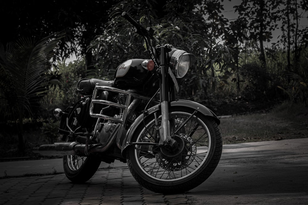 a black and white photo of a motorcycle