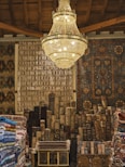 a chandelier hanging from the ceiling of a store