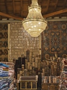 a chandelier hanging from the ceiling of a store