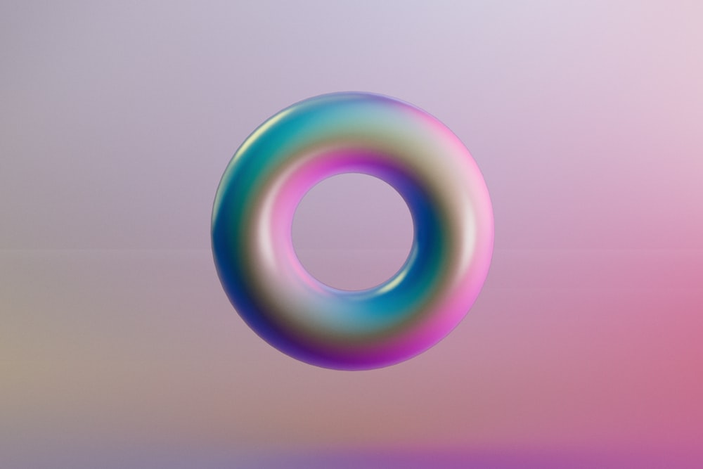 a multicolored circular object floating in the air