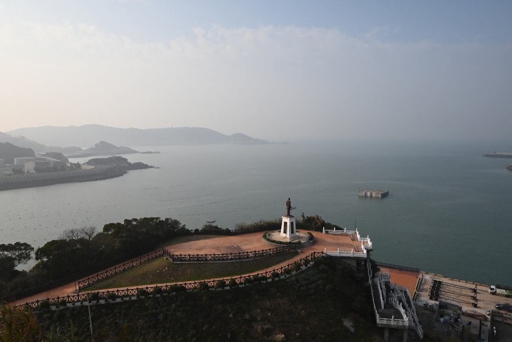 a view of a body of water from a hill