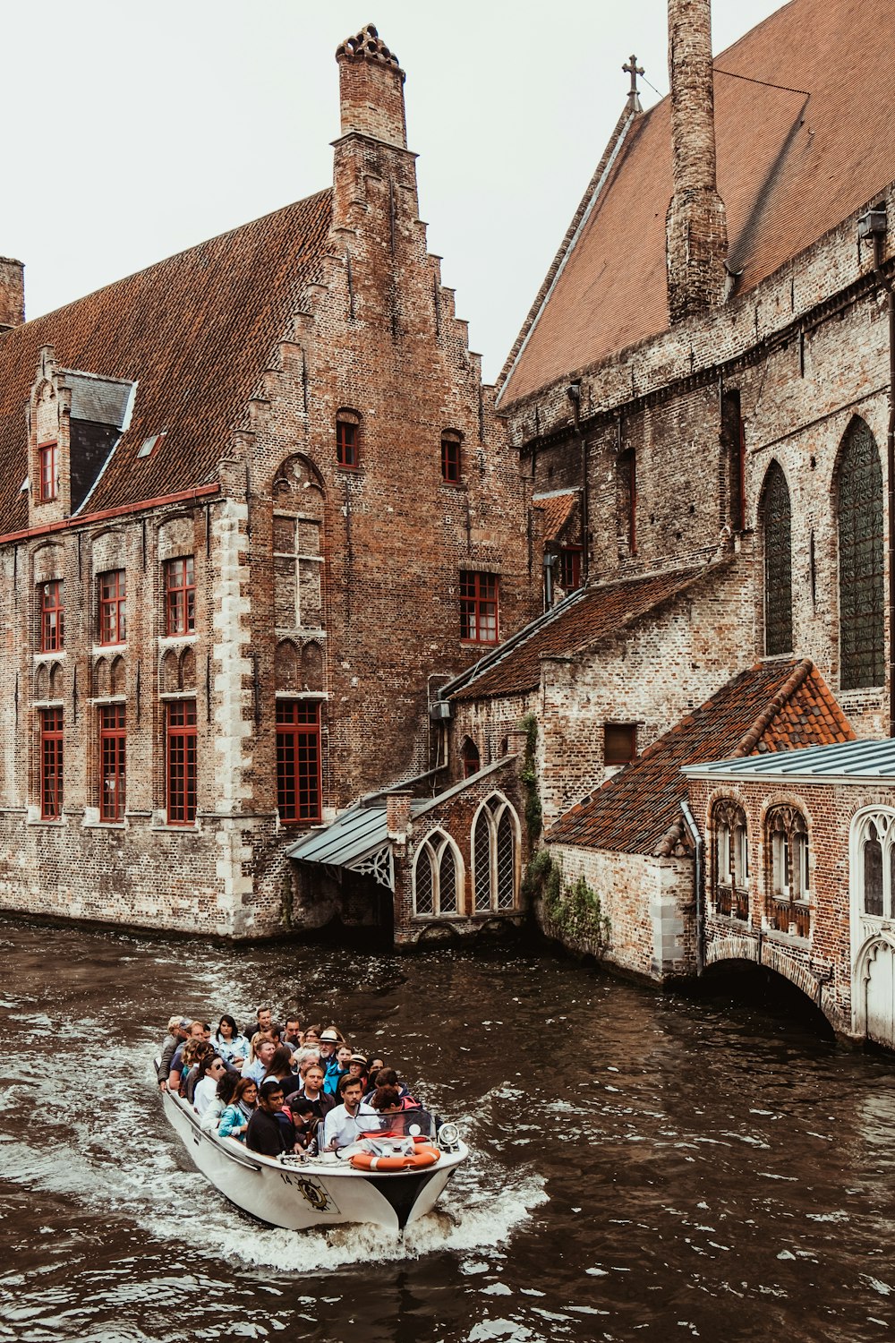 a boat sitting on top of a building