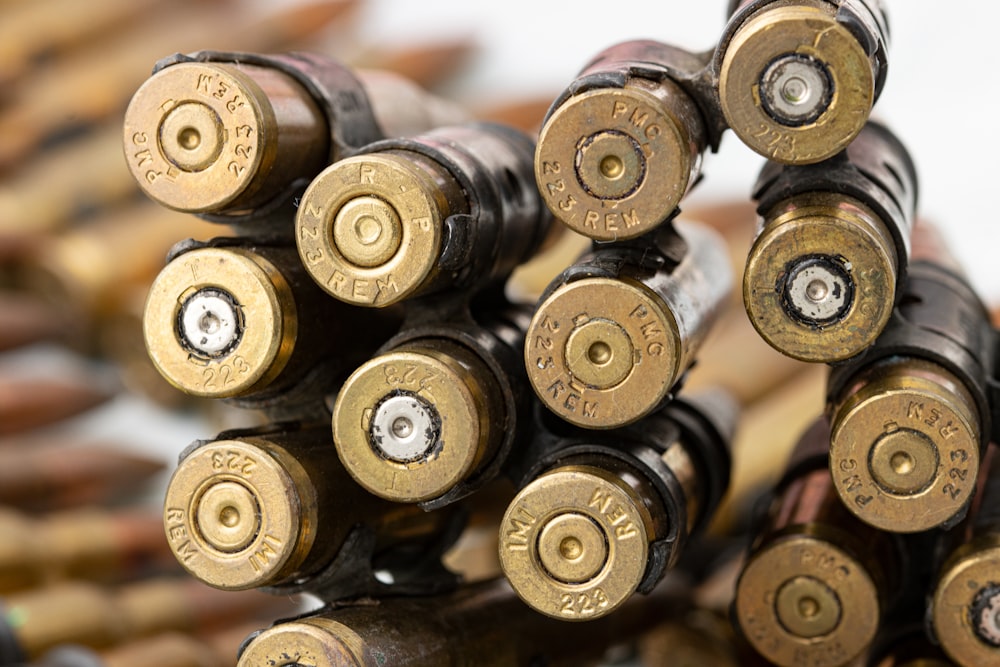 a bunch of bullet casings stacked on top of each other