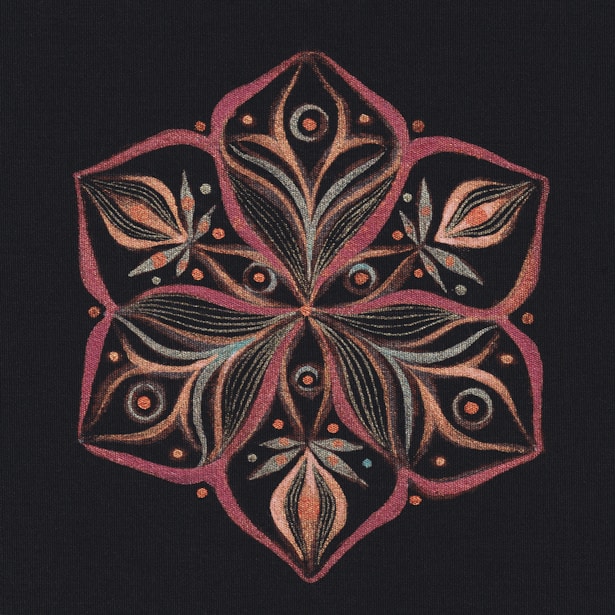 a drawing of a flower on a black background