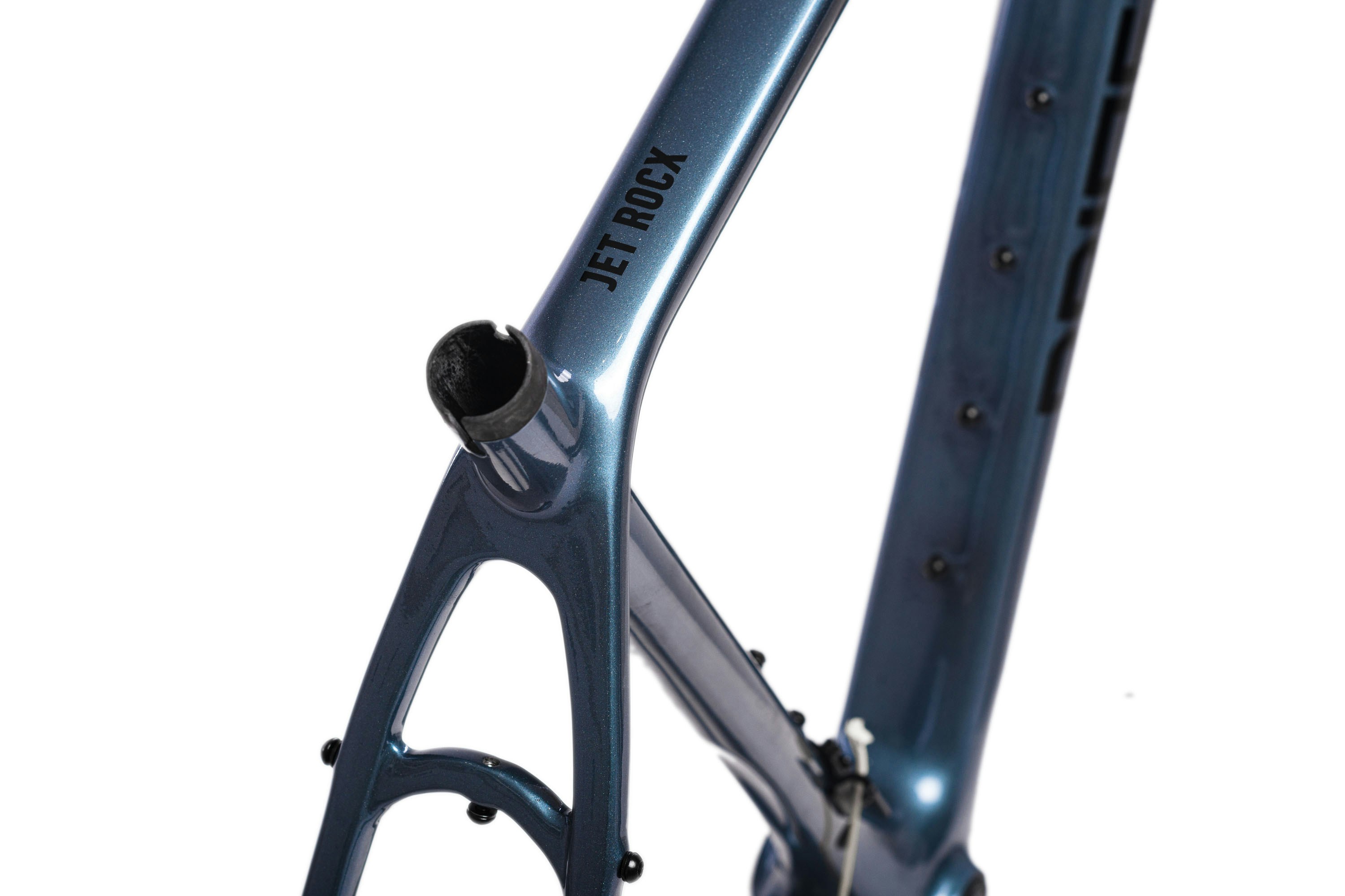 a close up of a bike frame with a white background