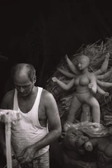 Jake Phillips working on a wooden sculpture in his New York City studio.