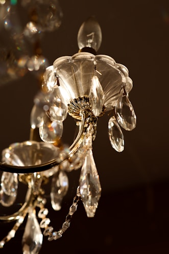 a crystal chandelier hanging from a ceiling