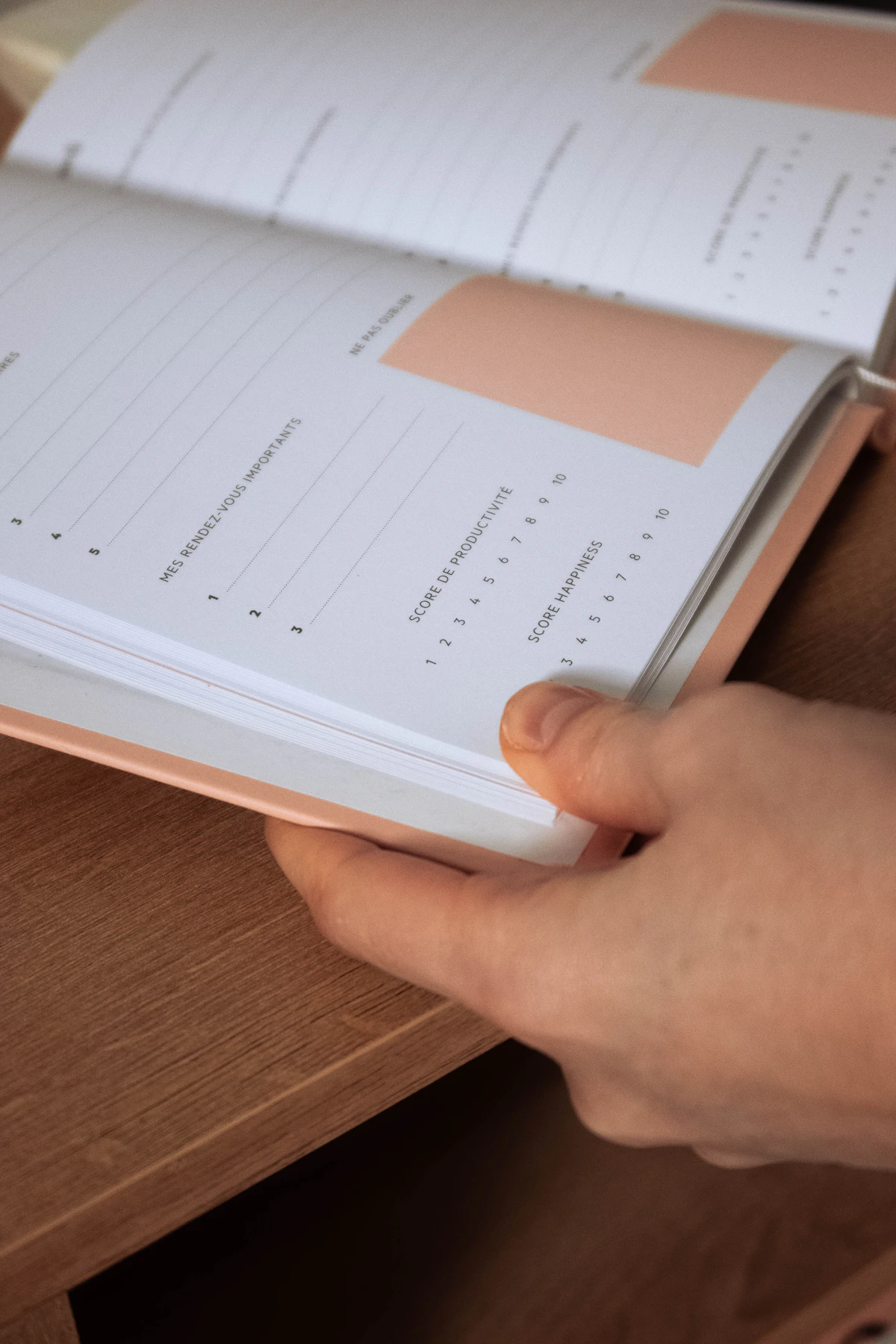 An open book and notebook on a desk with notes written in the margins