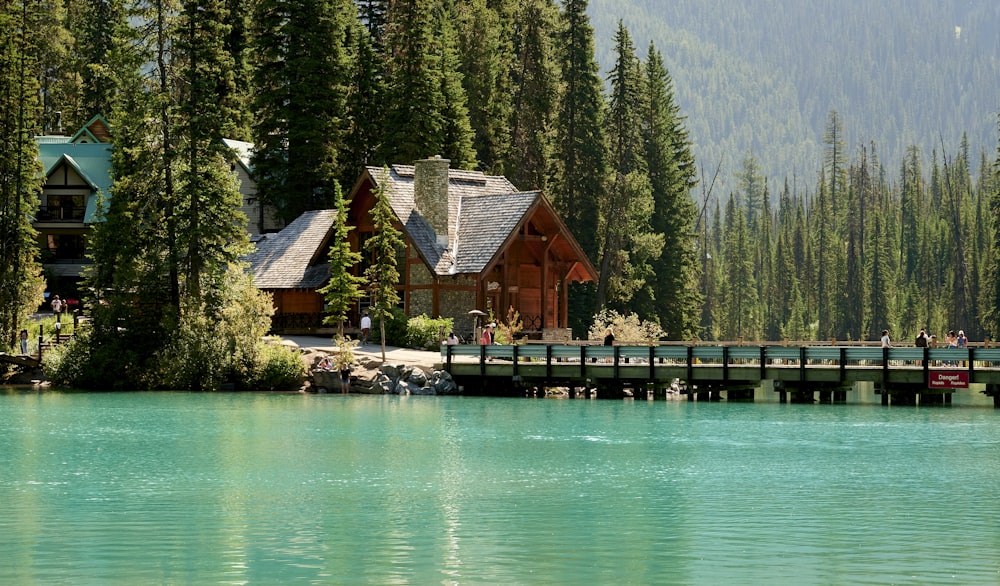 a wooden bridge over a body of water