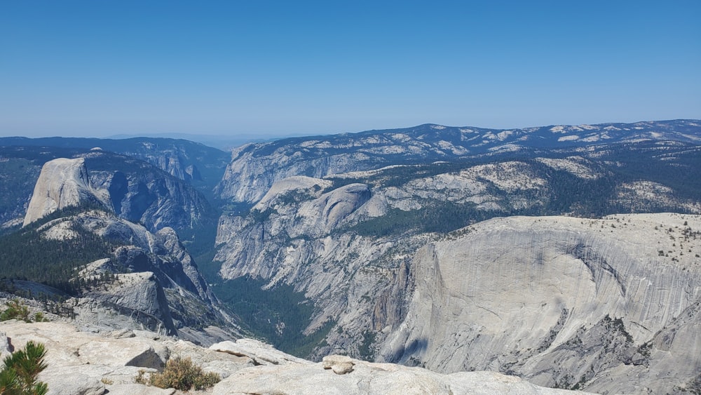 a view of the mountains from the top of a mountain