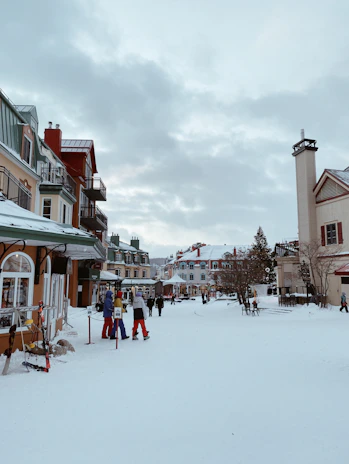 Fresh snow blanketing the charming streets of Manali village.