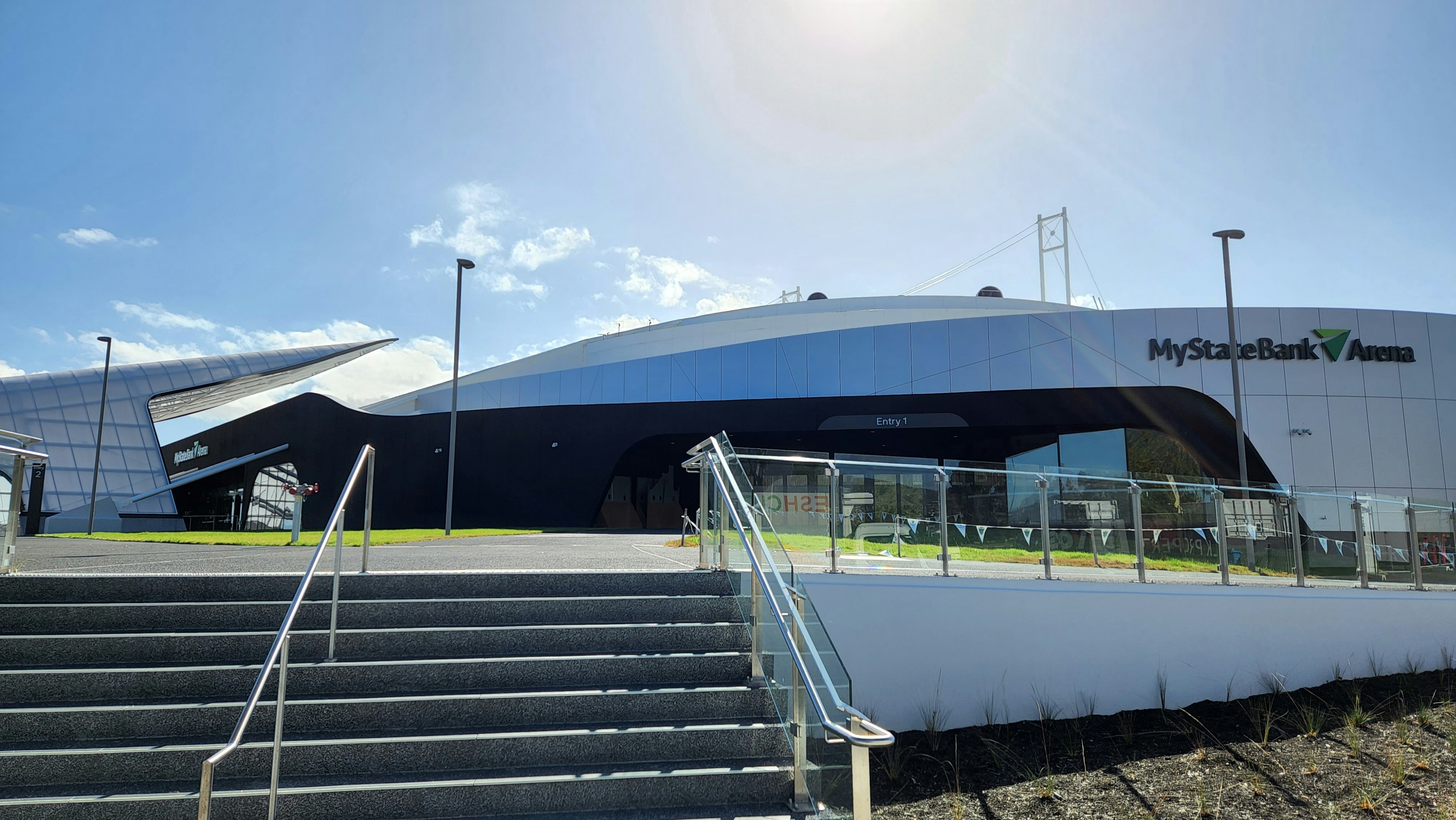 a set of stairs leading up to a building