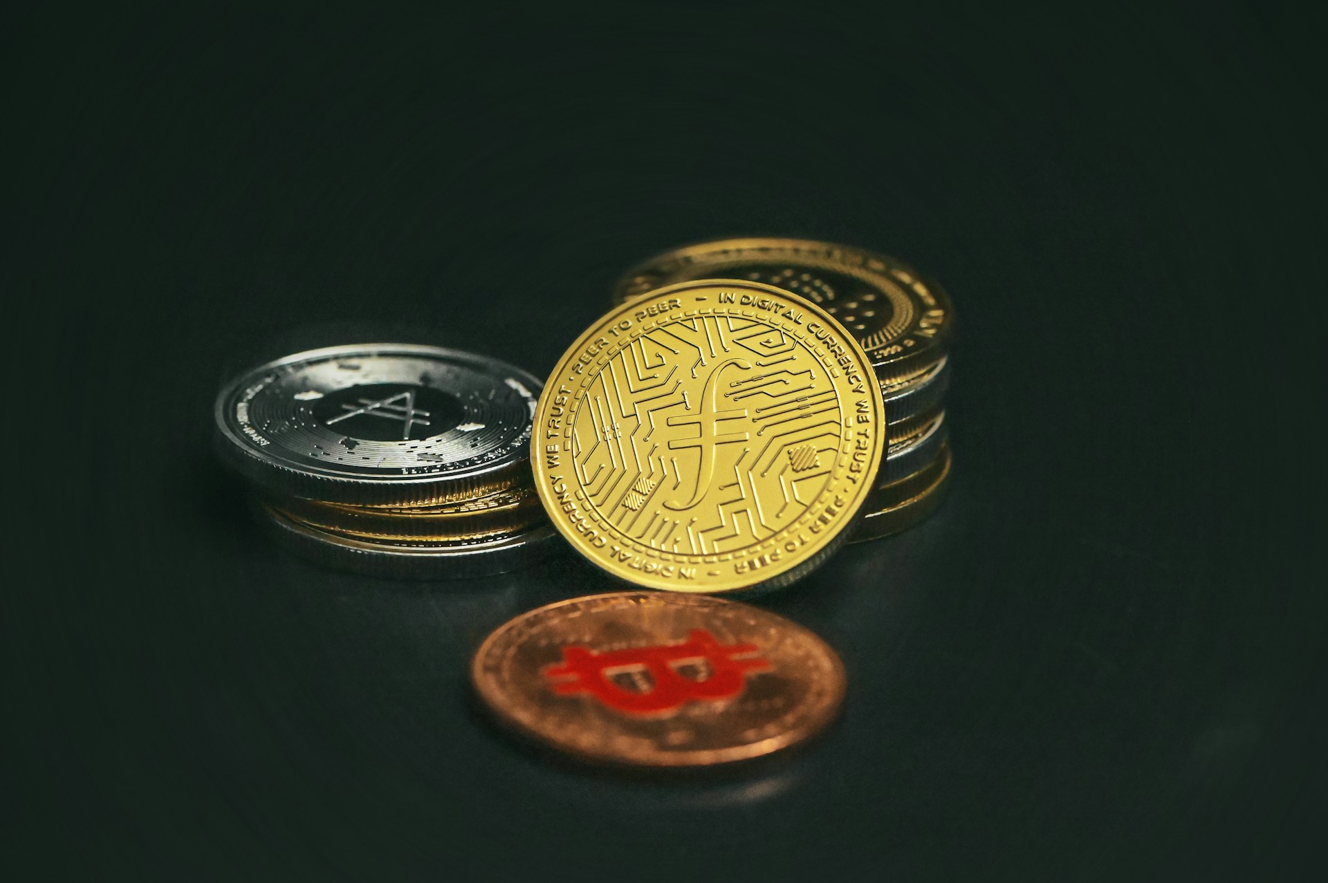 a pile of coins sitting on top of a table