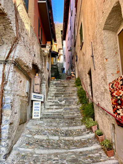 a set of stone steps leading up to a building