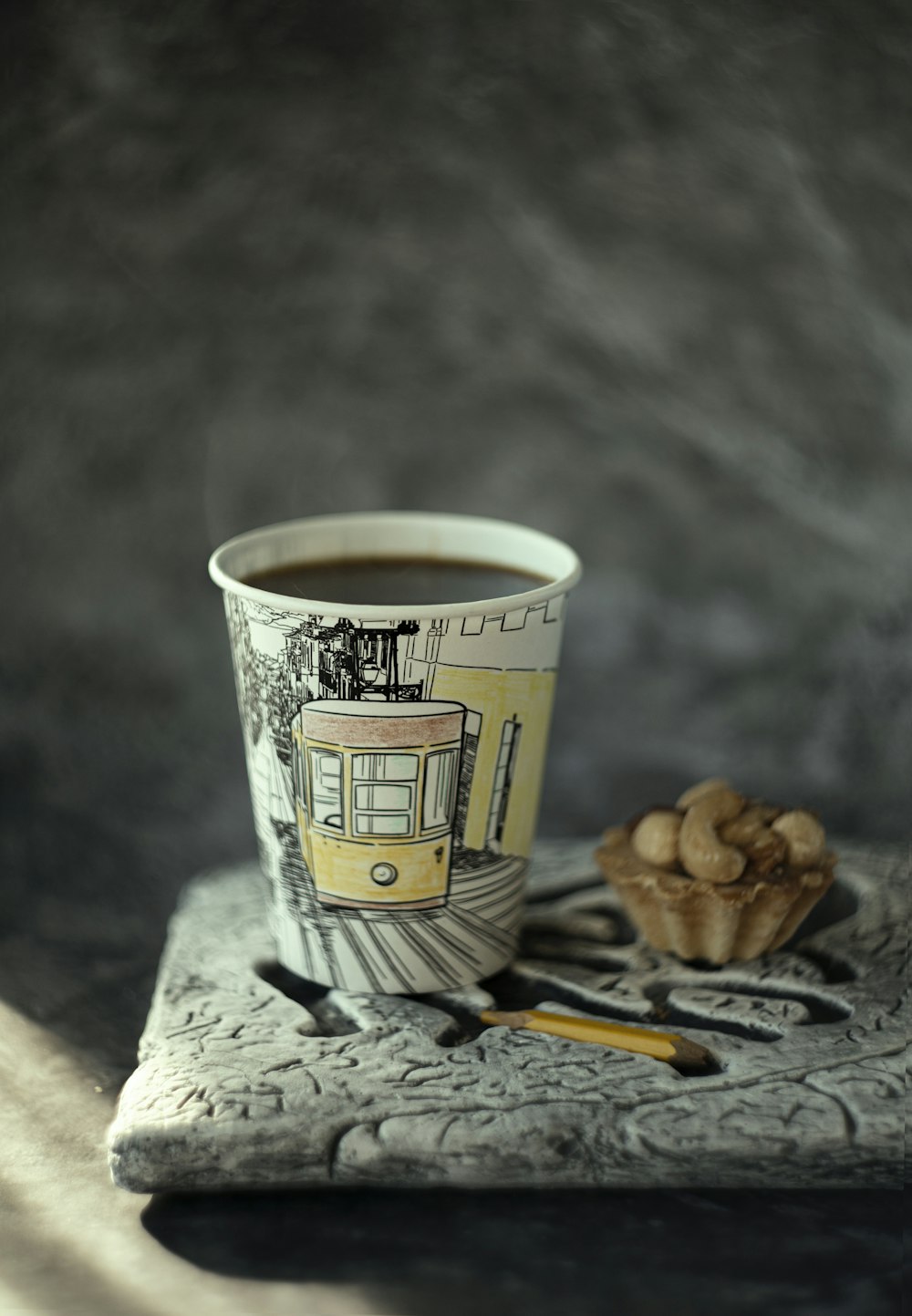 a cup of coffee on a table