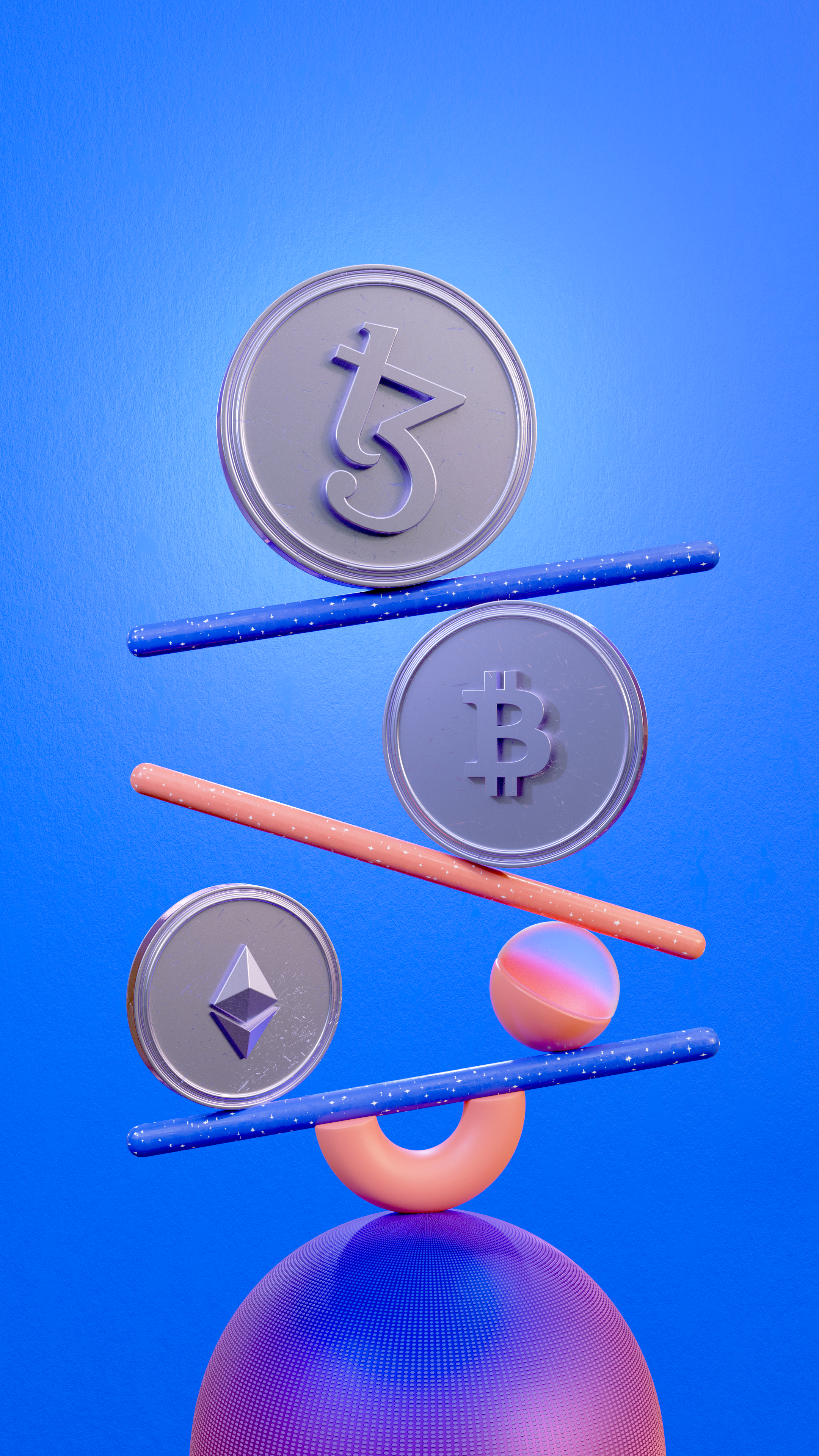 Tezos coins with Bitcoin and Ethereum balanced
