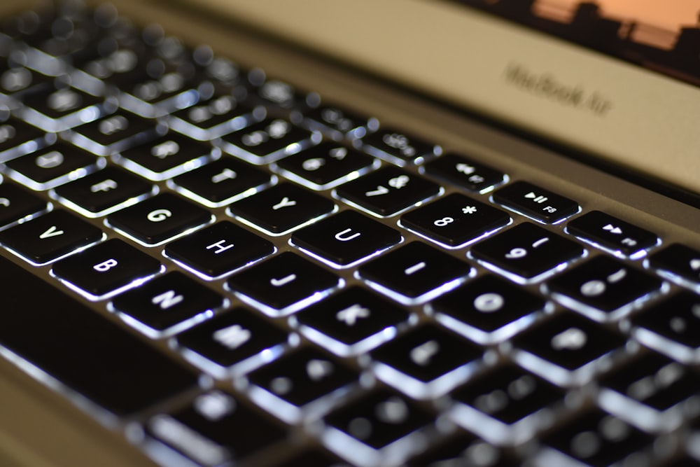 a close up of a black and white keyboard