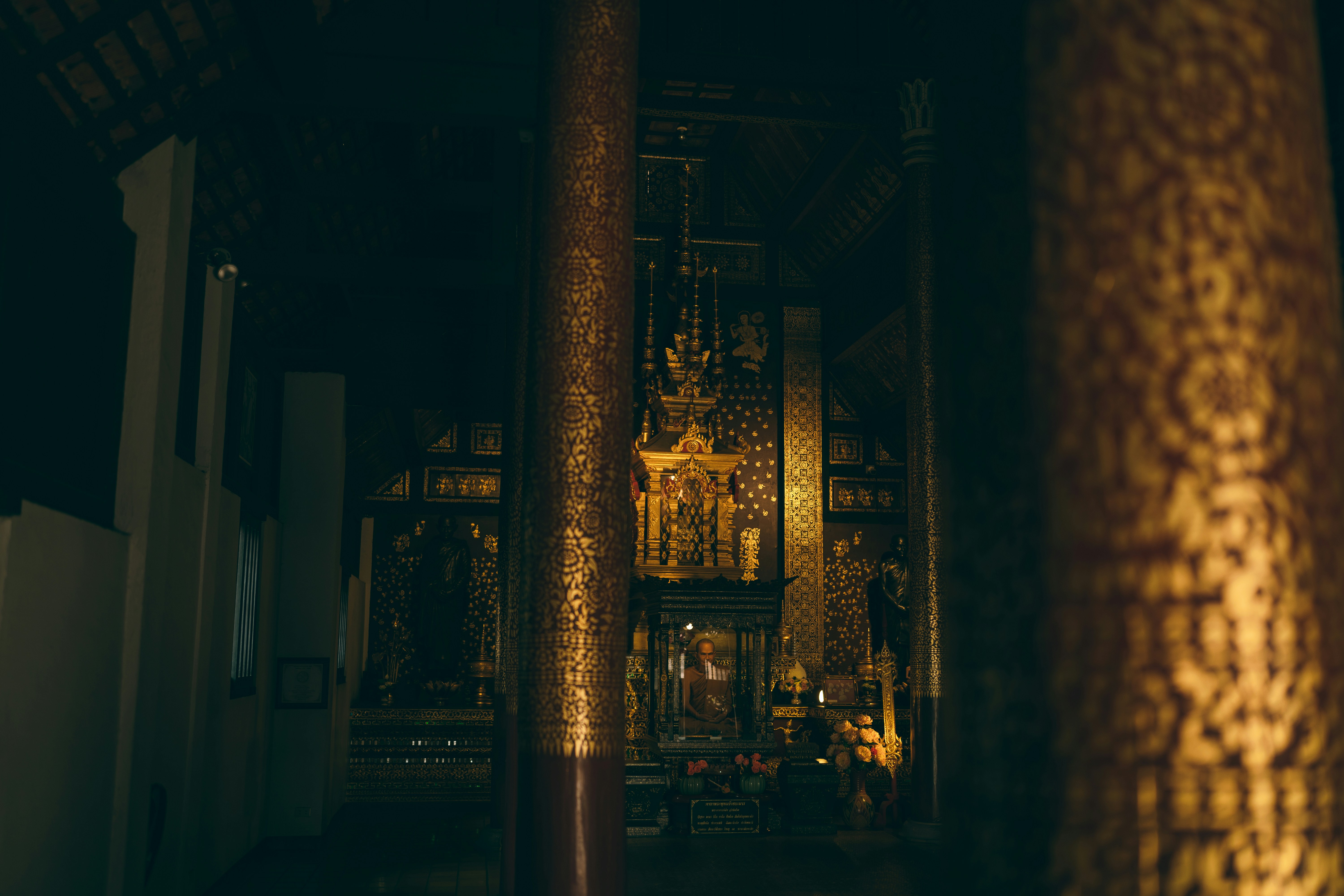 Church interior at night
