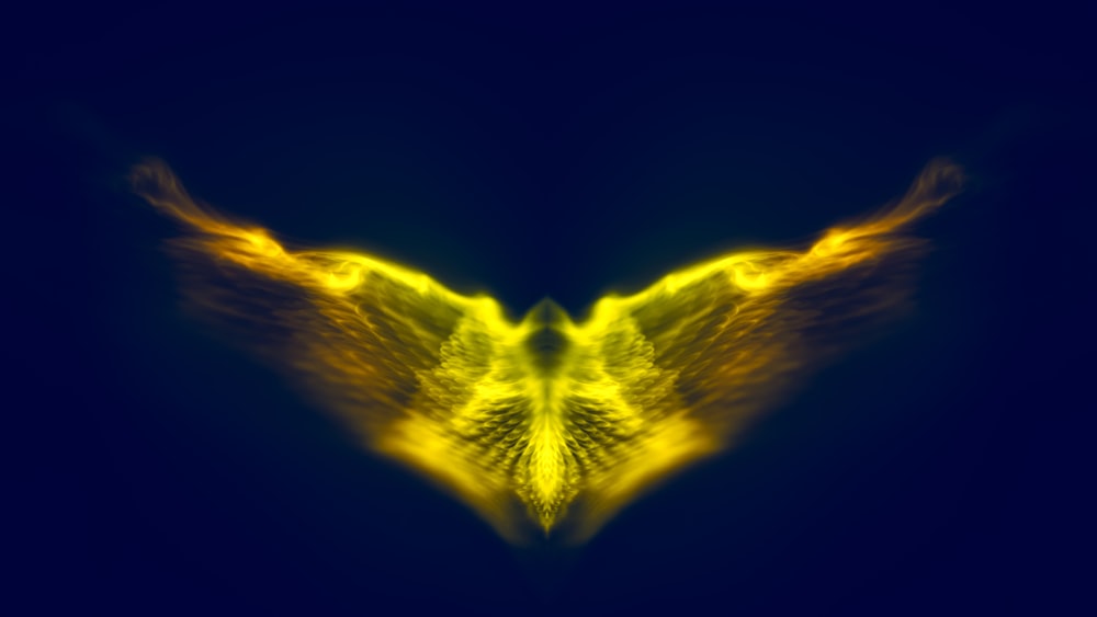 a picture of a yellow bird with wings