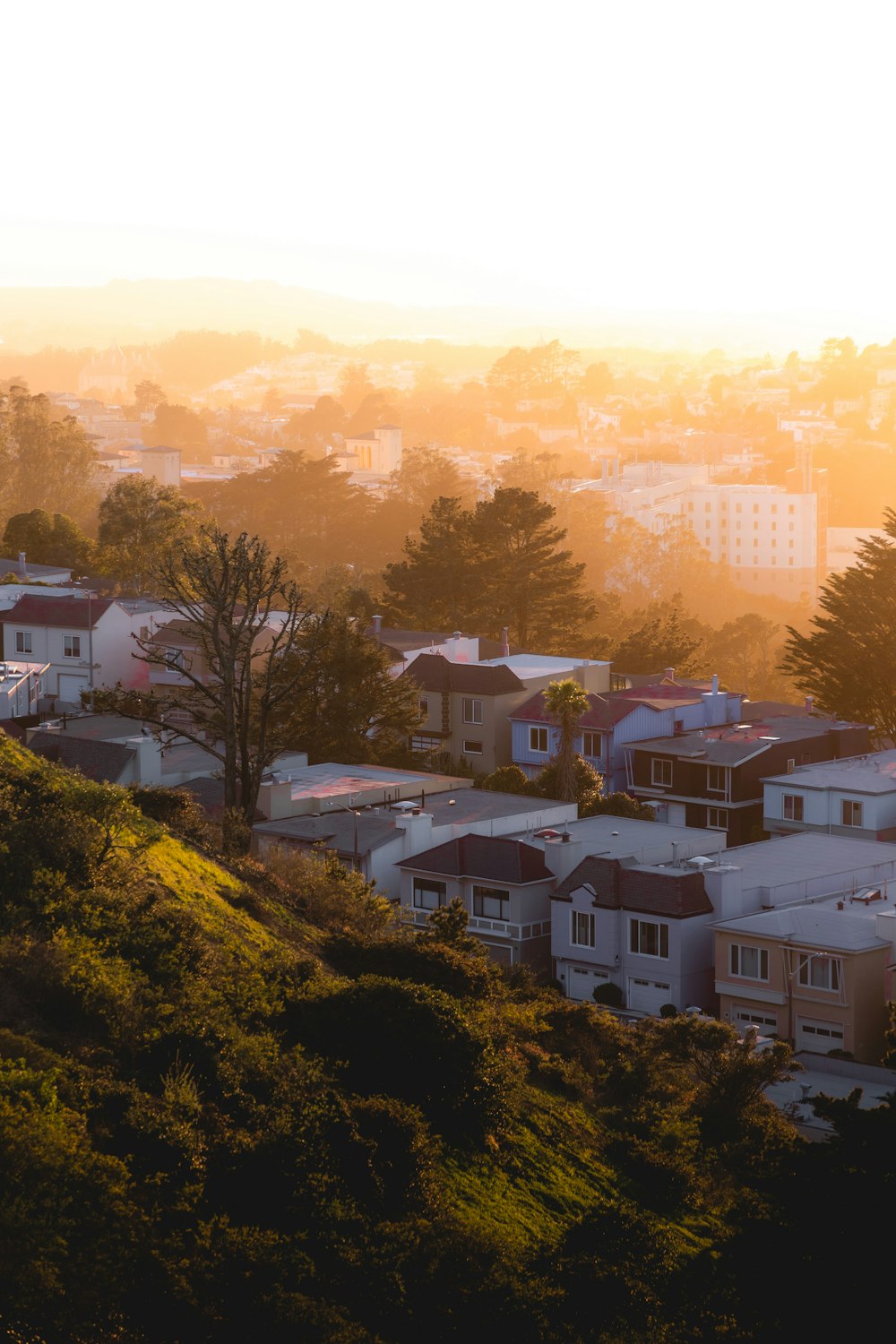 a view of a city from a hill