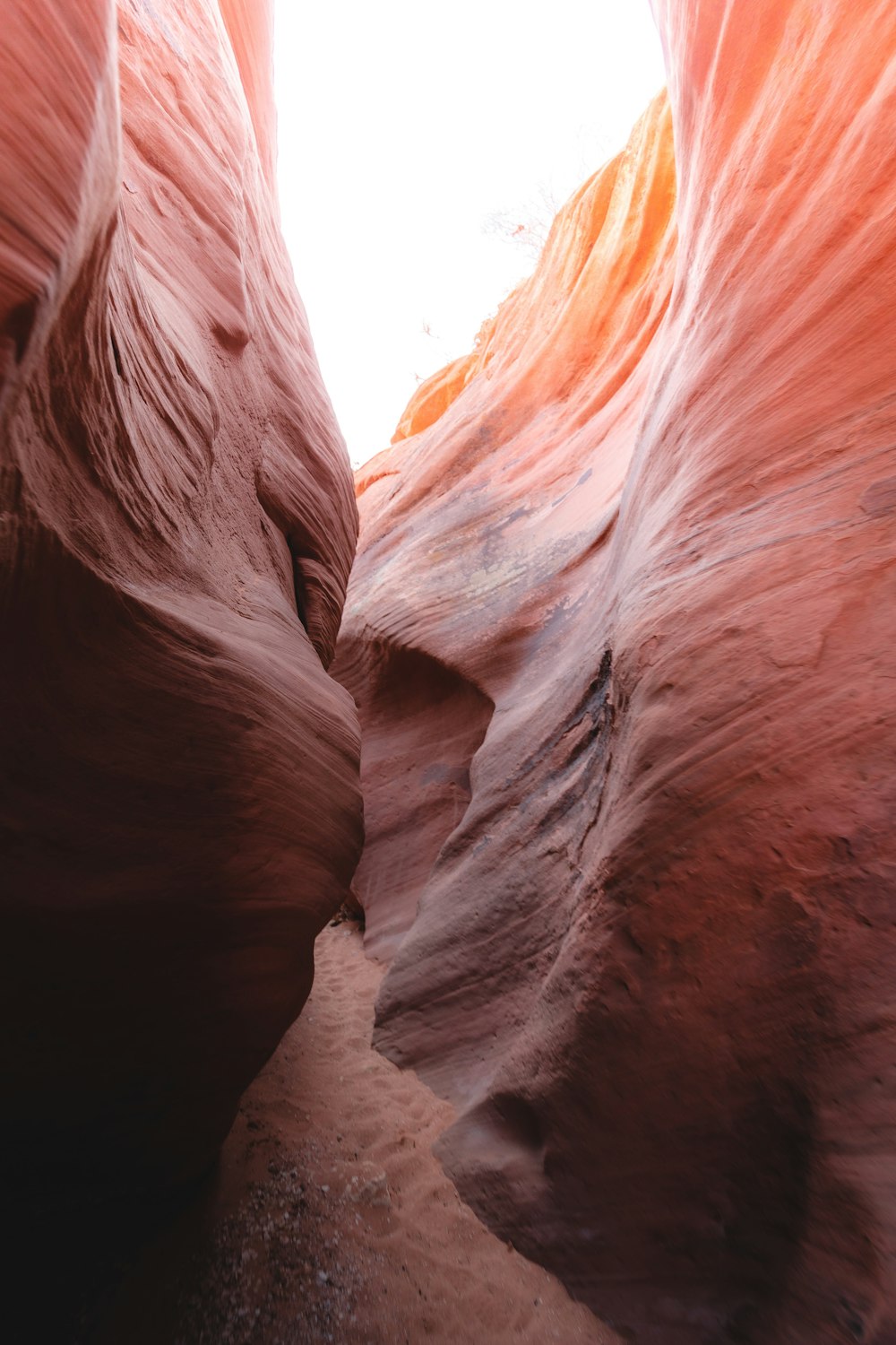 a narrow slot in the side of a mountain