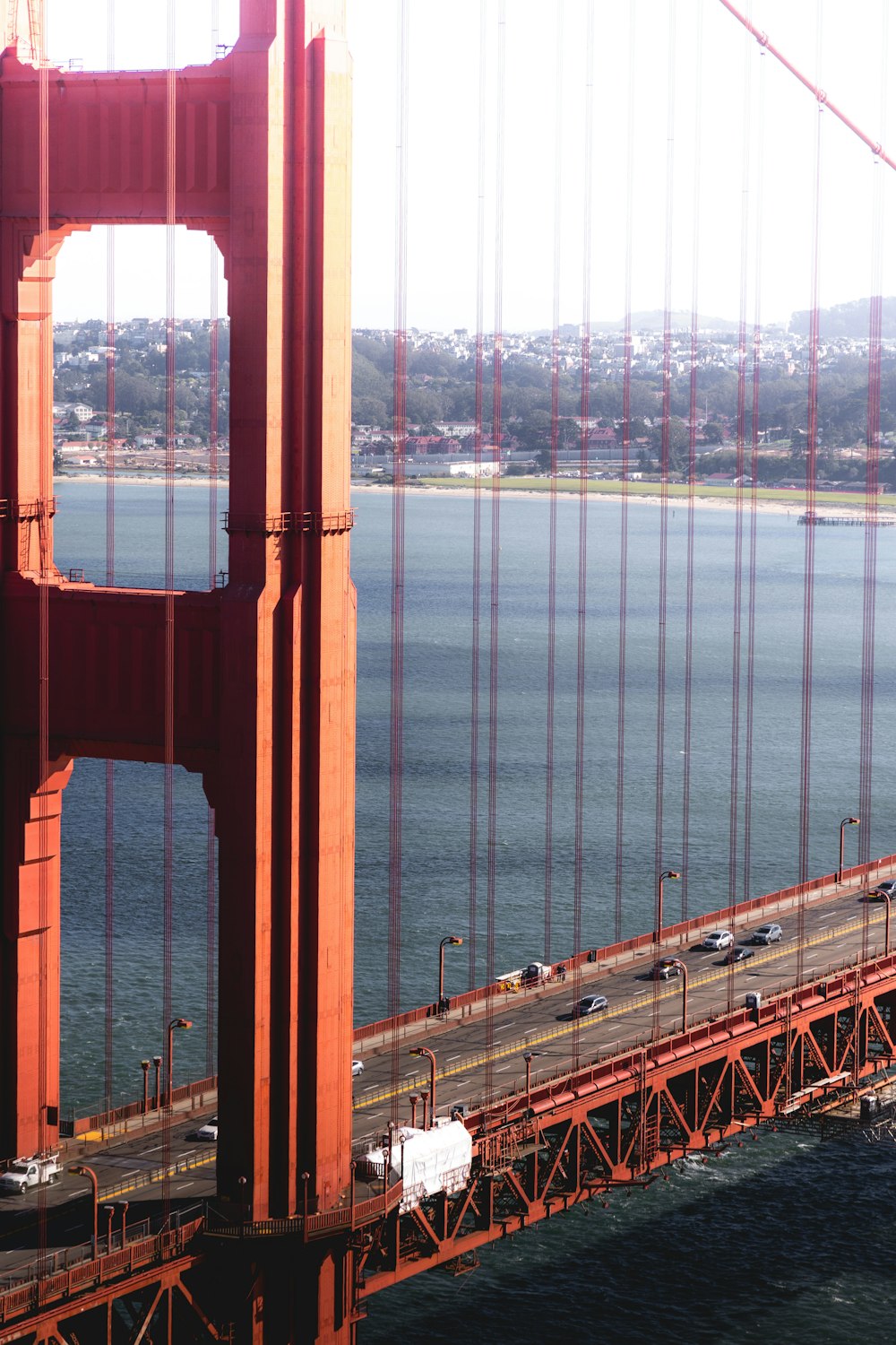 a view of the golden gate bridge from above