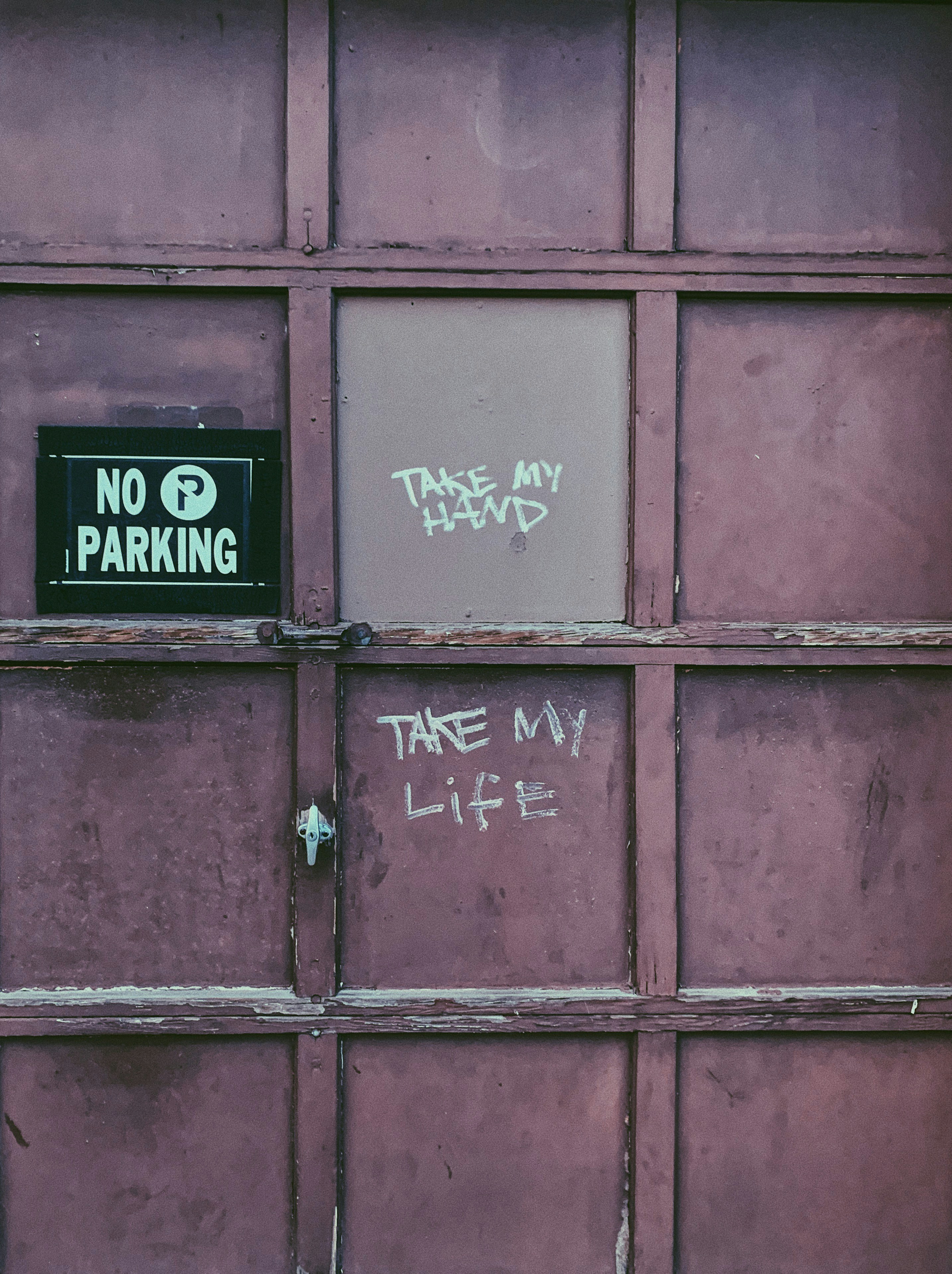 there is a no parking sign on the door