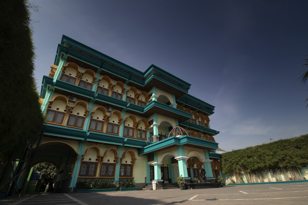 a large multi - story building with many windows and balconies