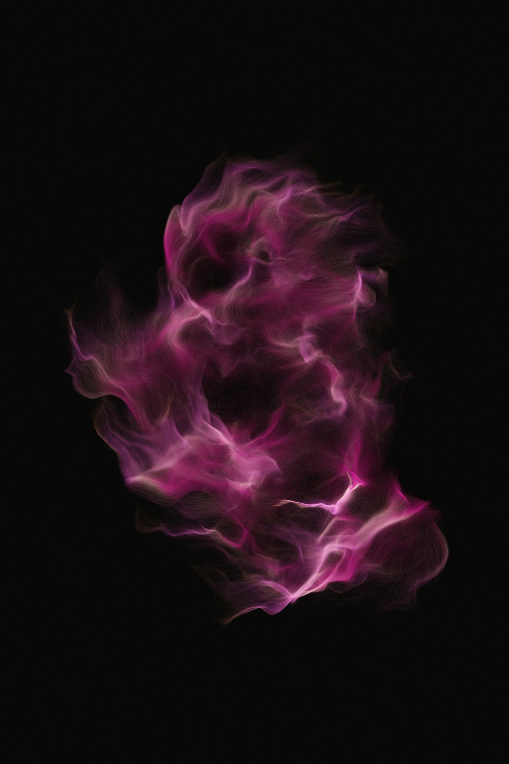 a black background with a pink substance in the middle