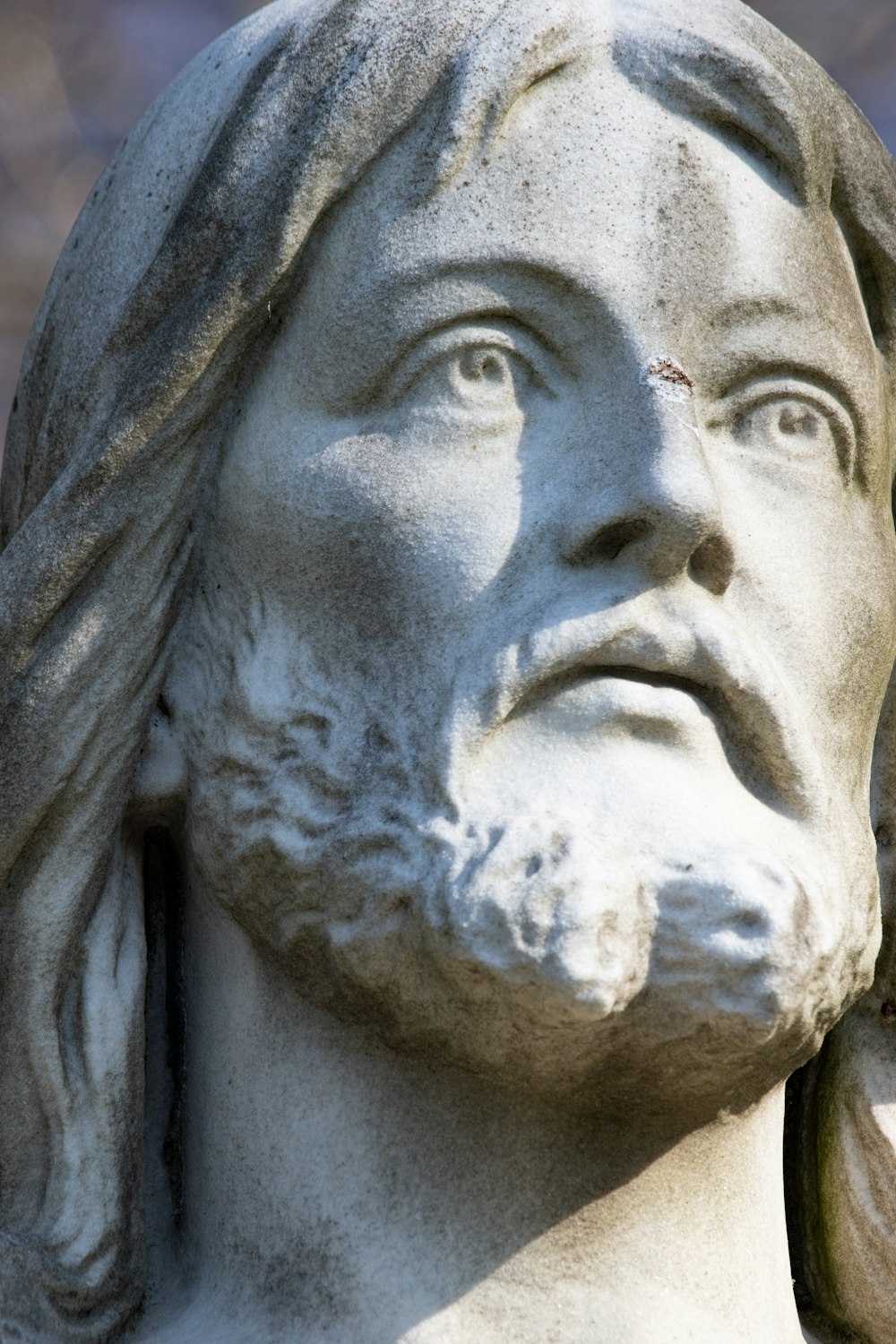 a close up of a statue of a man with a beard