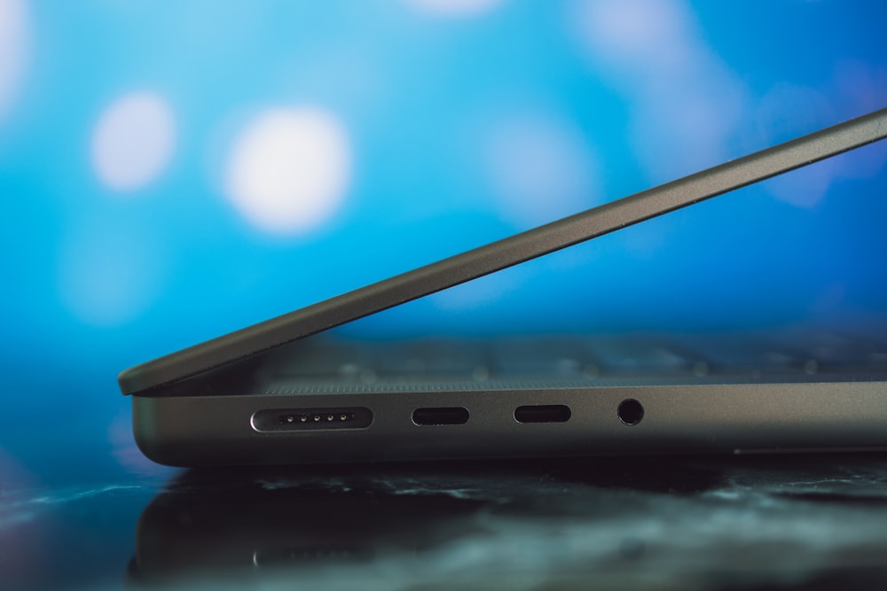 a close up of a laptop on a table