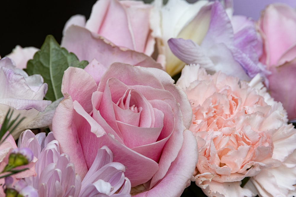 a close up of a bouquet of flowers