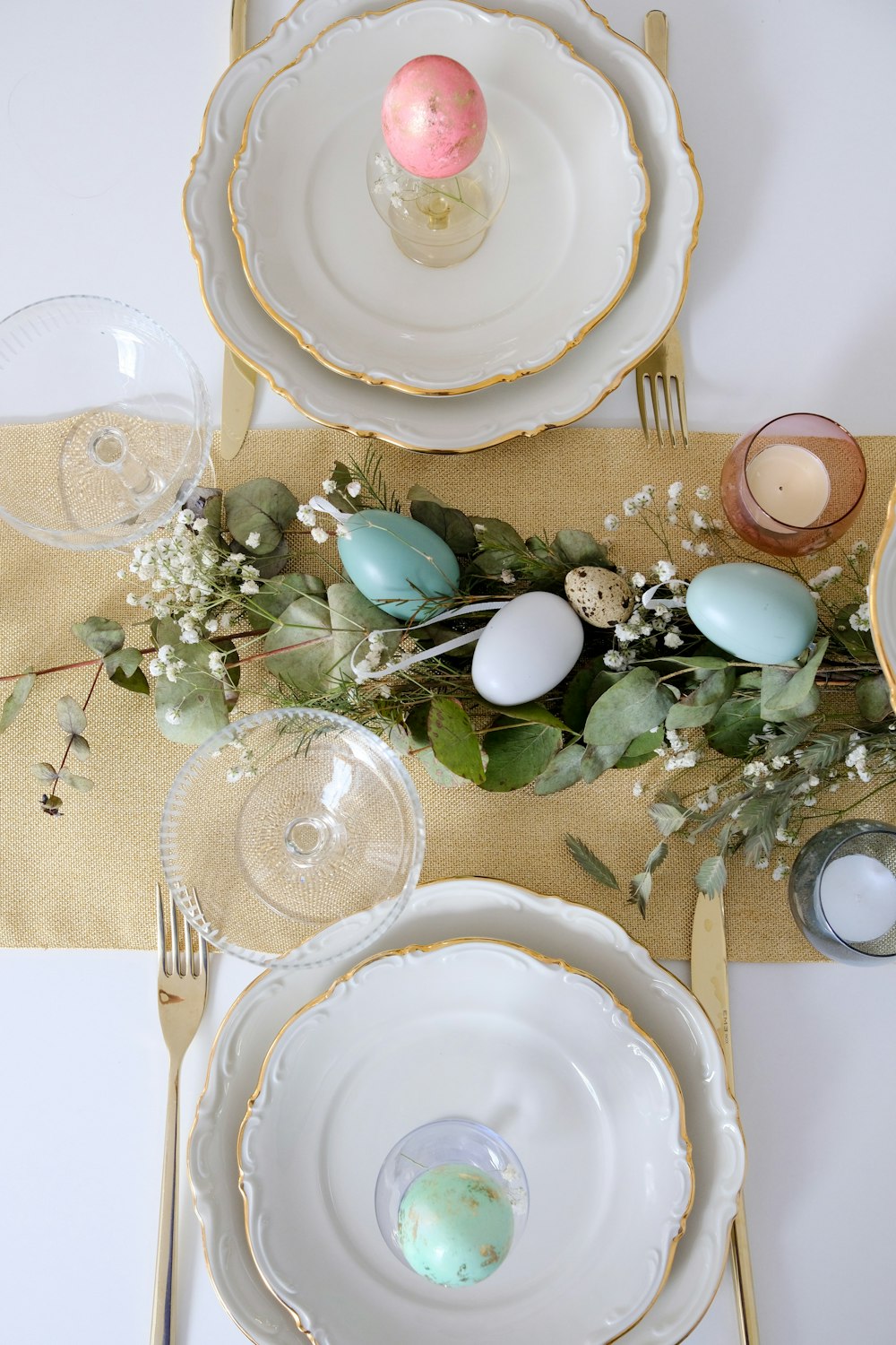 a table set with a place setting for two