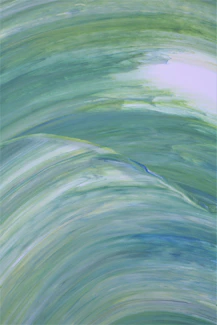 Soft watercolor strokes merging shades of green and gold.