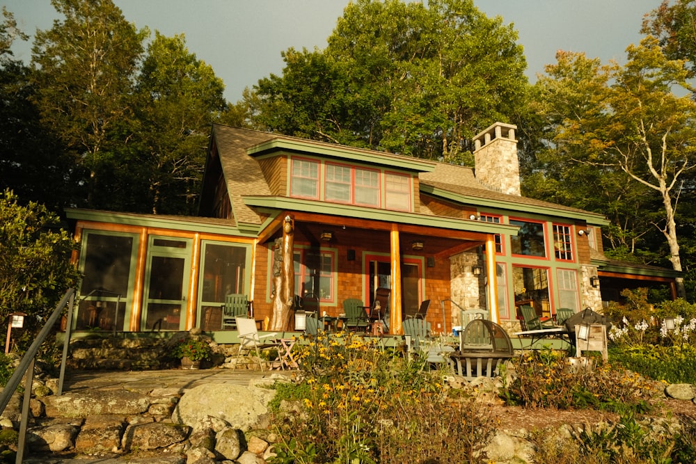 a house in the woods surrounded by trees