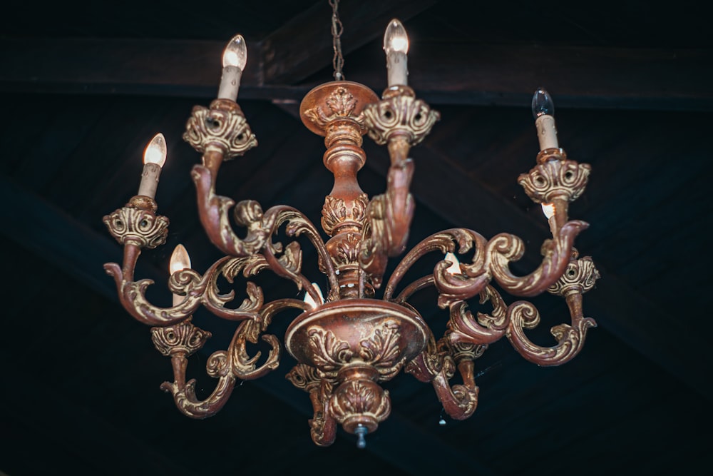 a chandelier hanging from a ceiling in a room