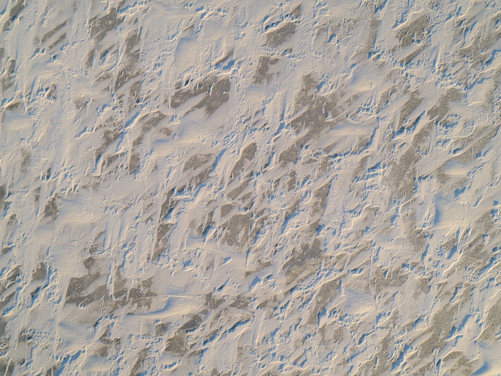 a close up of a snow covered ground