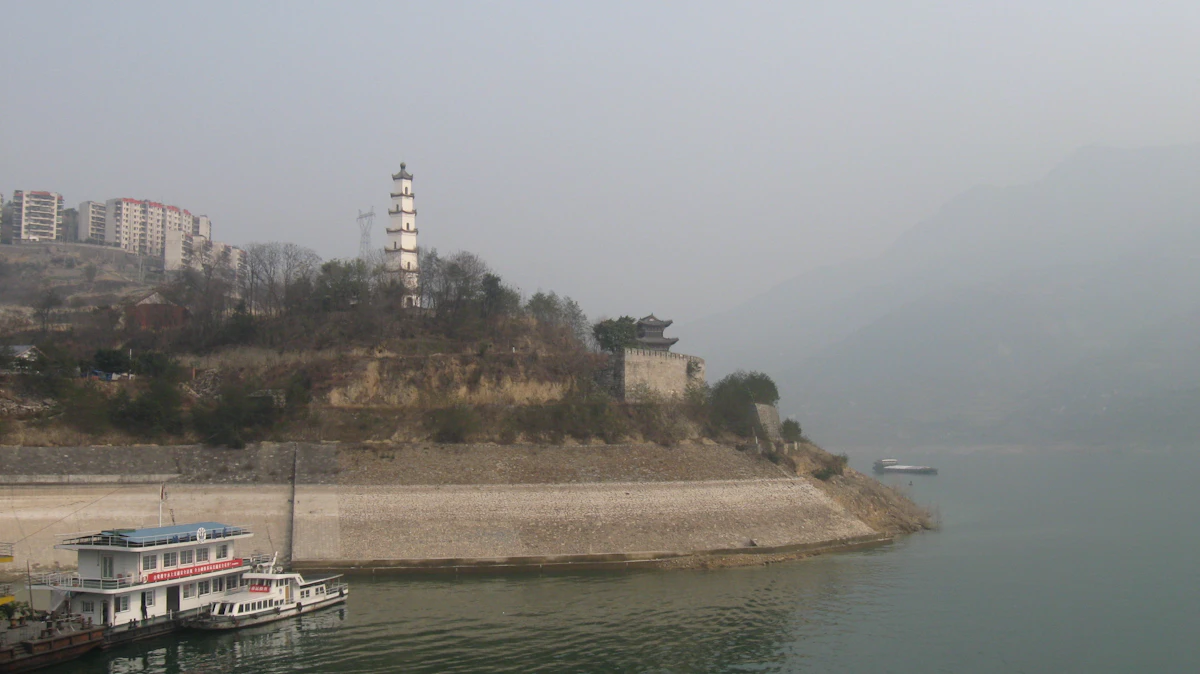 A cargo boat on the Yangtze River among the Three Gorges, China